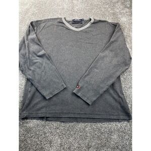Tommy Hilfiger Sweater‎ Mens Size XL Pullover Long Sleeves Logo 100% Cotton Gray